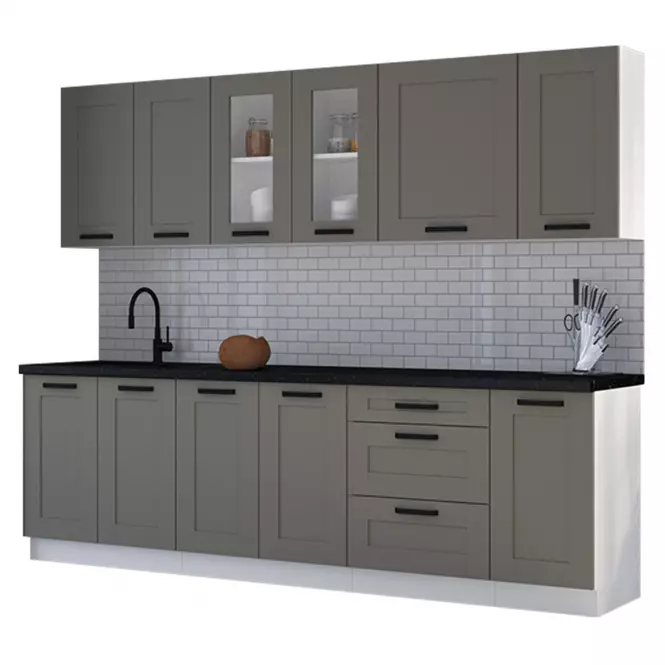 Kuchynská linka Luna claygrey/biela 260 bez dosku