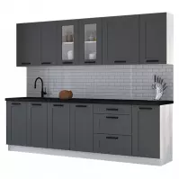Kuchynská linka Luna dustgrey/biela 260 bez dosku
