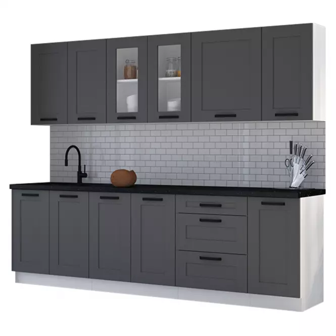 Kuchynská linka Luna dustgrey/biela 260 bez dosku