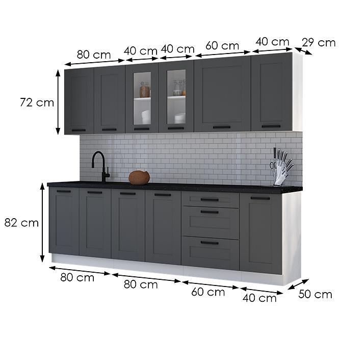 Kuchynská linka Luna dustgrey/biela 260 bez dosku,2