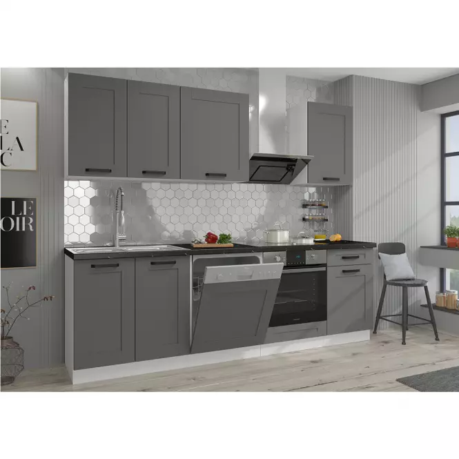 Kuchynská linka Luna dustgrey/biela 260 bez dosku,3
