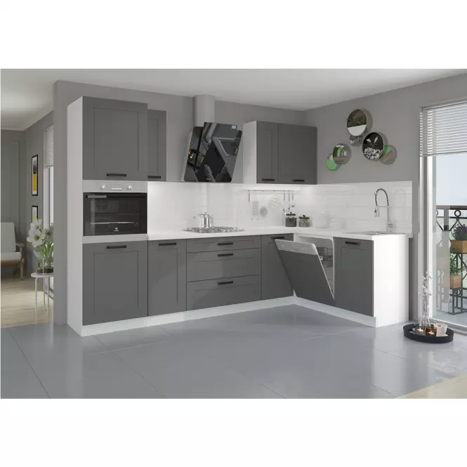 Kuchynská linka Luna dustgrey/biela 260 bez dosku,4
