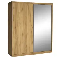 Skriňa s posuvnými dverami Maciej 208 cm so zrkadlom – kraft zlatý, dvojdverová
