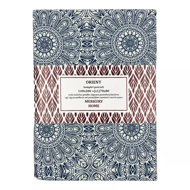 Obliečky Orient bavlna ecru/indigo 140x200 + (1 )70x80 Merkury Home