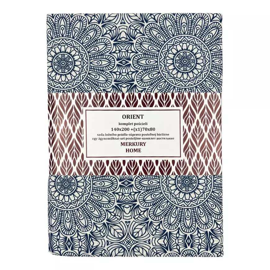 Obliečky Orient bavlna ecru/indigo 140x200 + (1 )70x80 Merkury Home