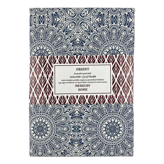 Obliečky Orient bavlna ecru/indigo 160x200 + (2) 70x80 Merkury Home