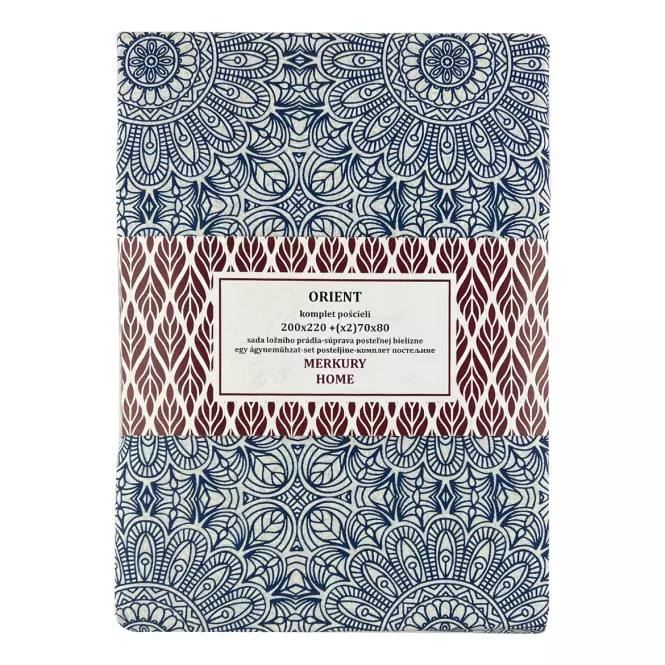 Obliečky Orient bavlna ecru/indigo 220x200 + (2) 70x80 Merkury Home