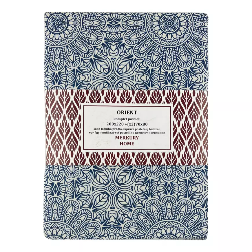 Obliečky Orient bavlna ecru/indigo 220x200 + (2) 70x80 Merkury Home