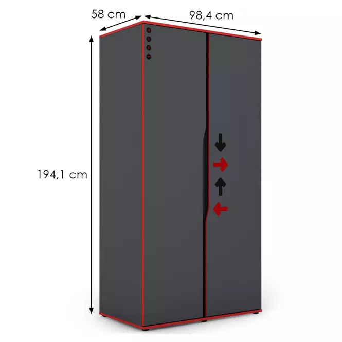 Skriňa Matrix 2D grafit/červená