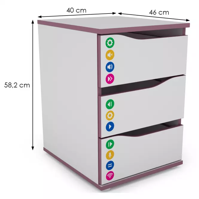 Komoda Matrix 40 3s biela/fialový,2