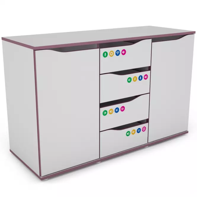 Komoda Matrix 120 4s 2d biela/fialový