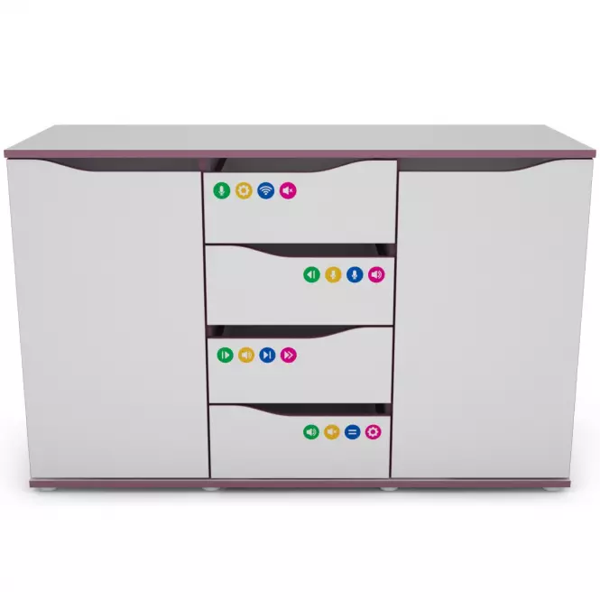 Komoda Matrix 120 4s 2d biela/fialový