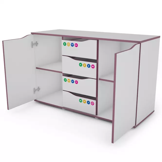Komoda Matrix 120 4s 2d biela/fialový,5