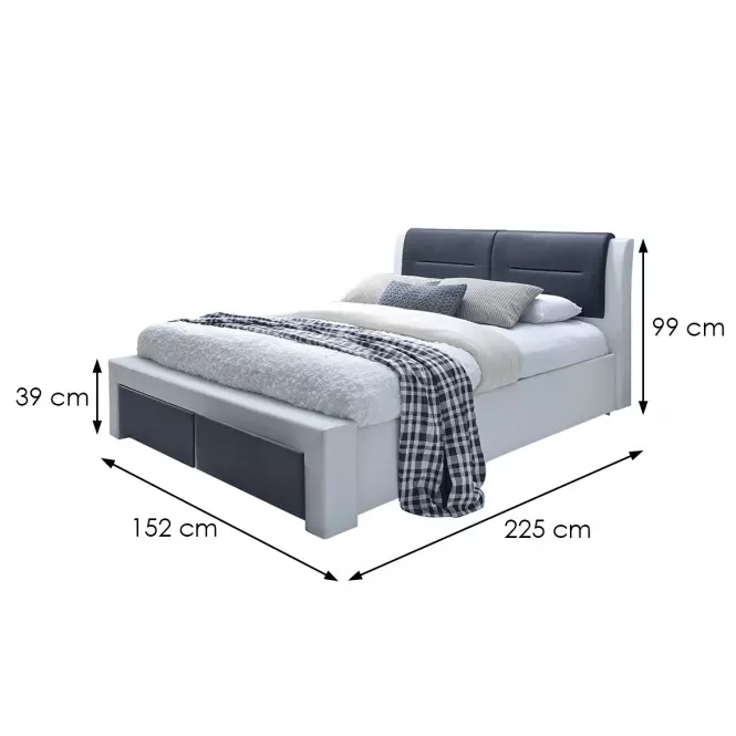 Posteľ Cassandra-S 140 biela-čierna,2