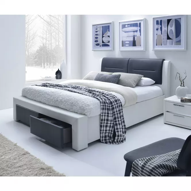 Posteľ Cassandra-S 160 biela-čierna,3
