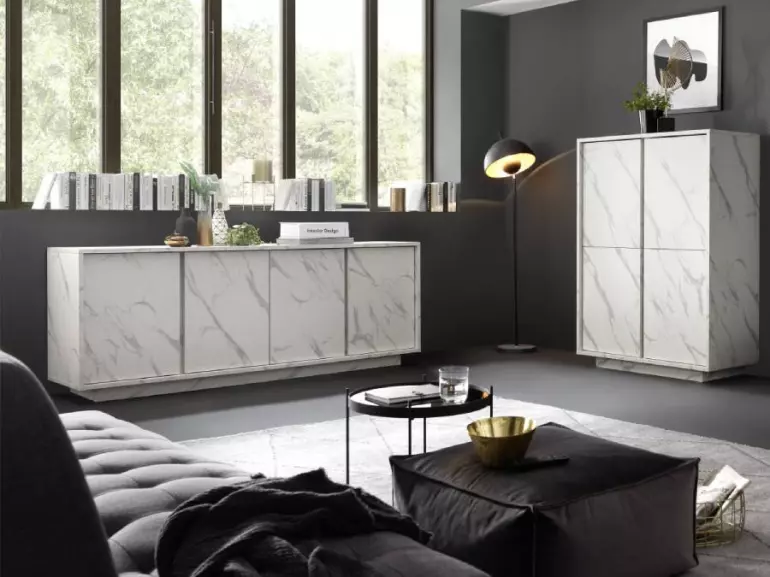 Komoda Carrara mramor biela,5