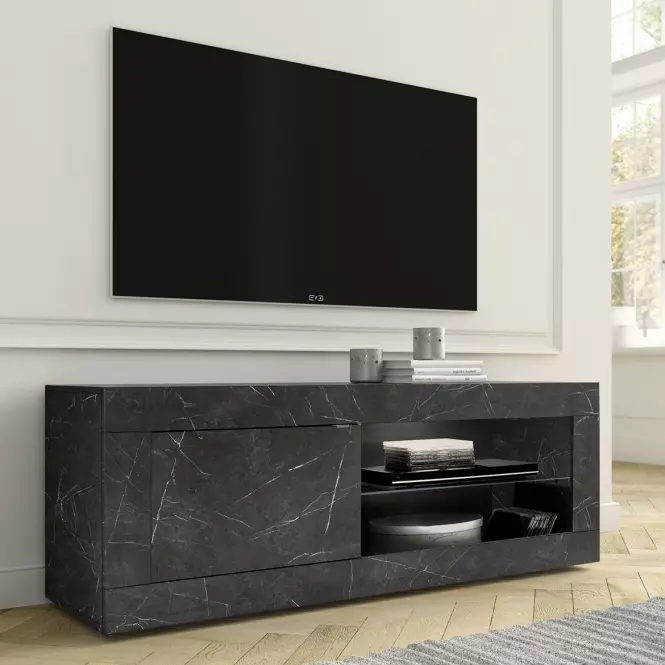 TV stolík Basic mramor sivá/antracit,3