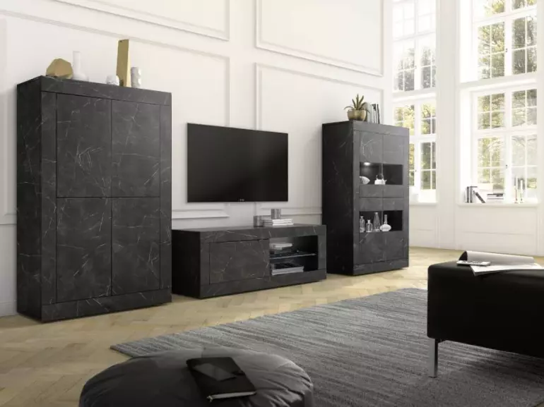 TV stolík Basic mramor sivá/antracit,5