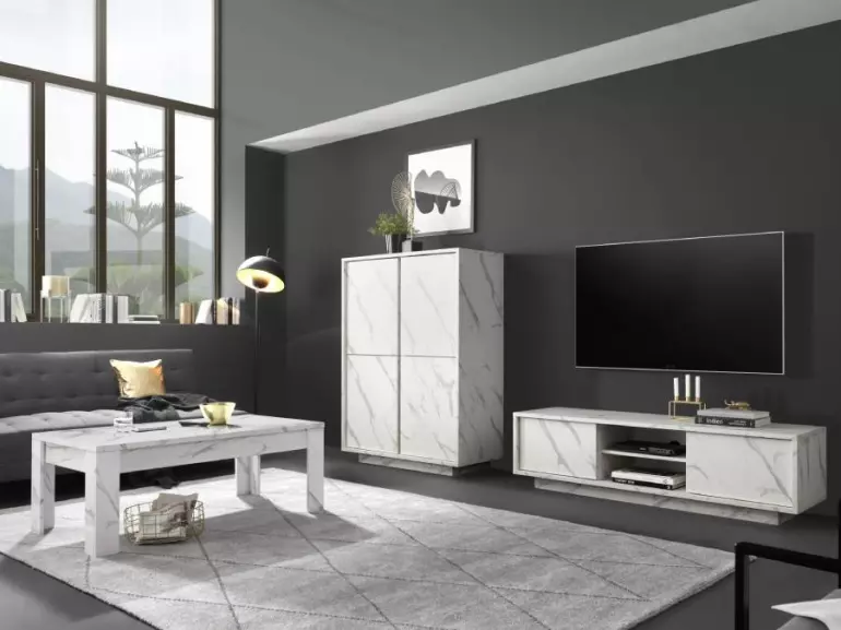 TV stolík Basic mramor biela,4