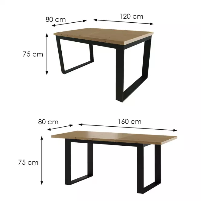 Rozkladací stôl St-23 120/160x80cm dub prírodný