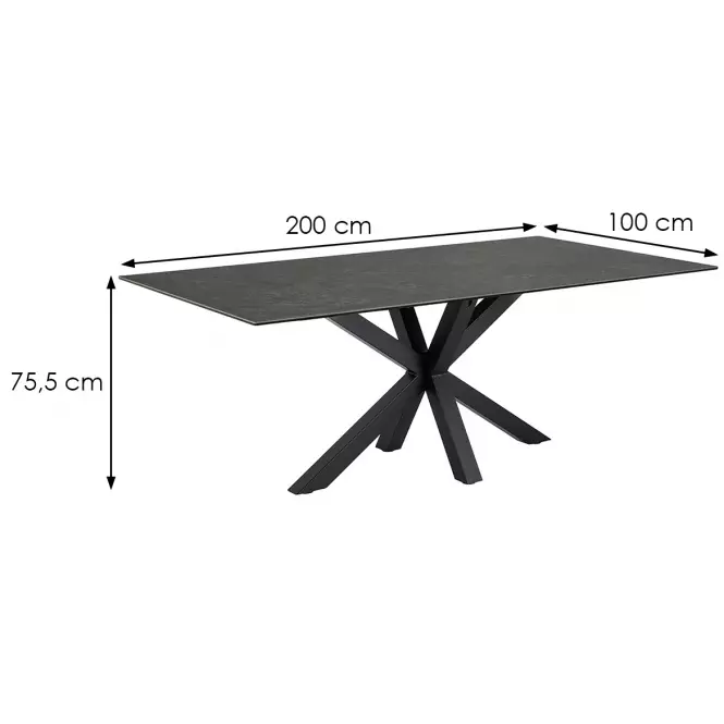 Stôl Kobi Čierna Ceramika 200x100