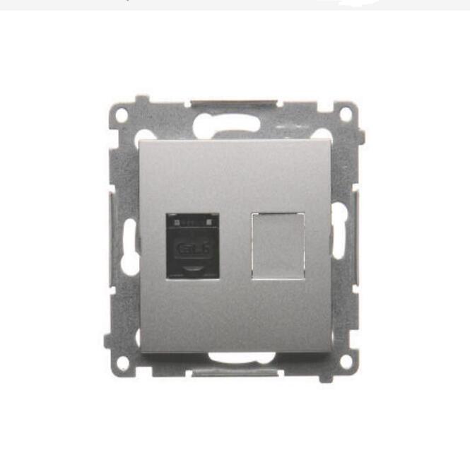D61/43 Počítačová zásuvka RJ45 jednopólová strieborná mat