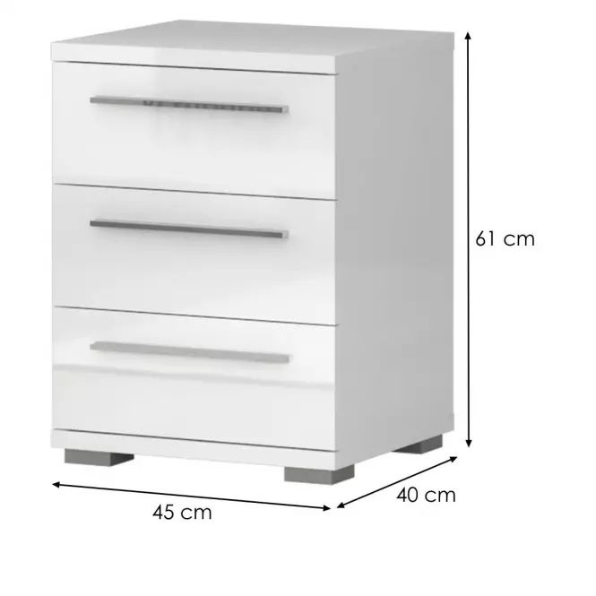 Nočný stolík PIANO NS3/PN-70/KA/70 crystal white,2