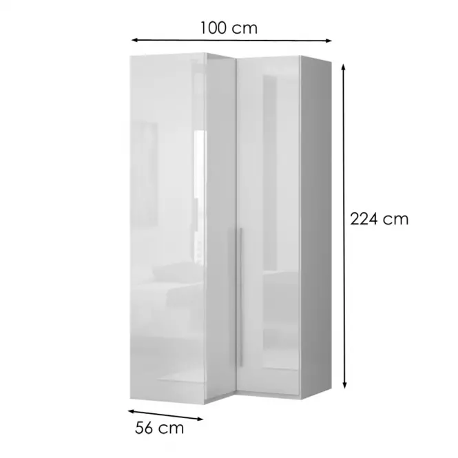 Rohová skriňa Piano PUG/PN-70/KA/70 crystal white,2