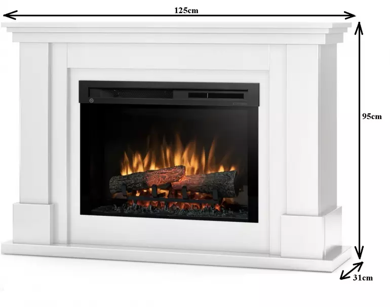 Elektrický krb Luena 28 biela lesk,3