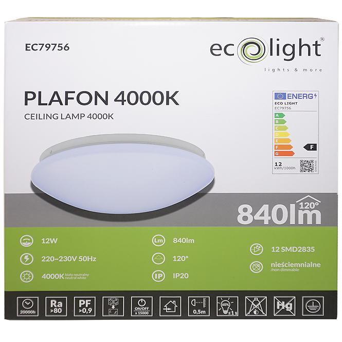 stropná lampa LED 12W 4000K