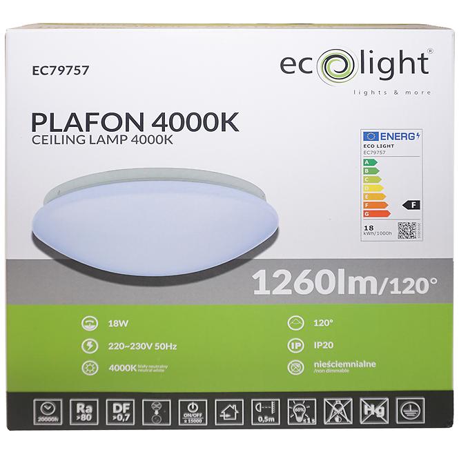 stropná lampa LED 18W 4000K