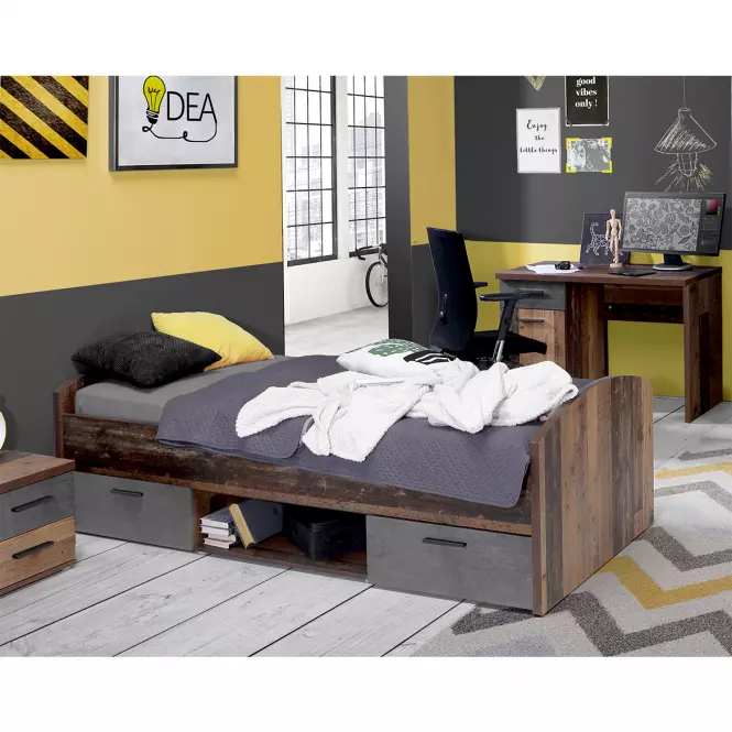 Posteľ Oldheaven WNL09-C943 old wood/beton
