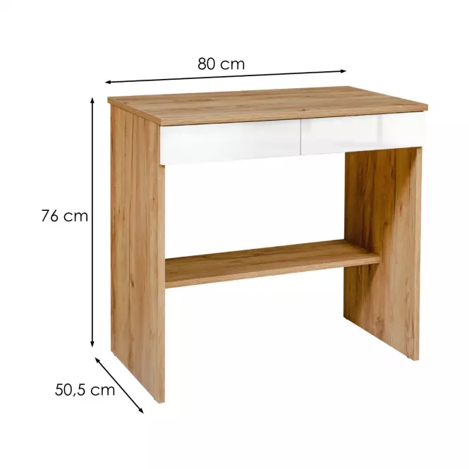 Písací stôl Mini dub craft zlatá/biela,2