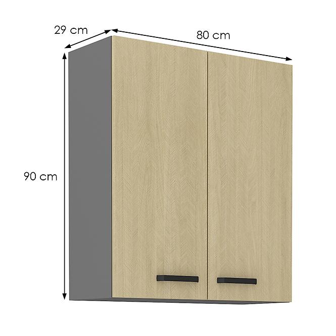 Kuchynská skrinka SCANDI jedľa/antracitová 80g-90 2f,2