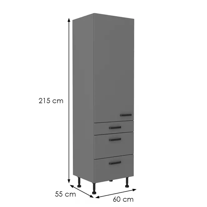 Kuchynská skrinka NESSA antracitová 60dks-215 1f 3s,2