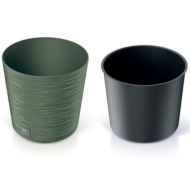 Kvetinač Furu Round Low 250 – tmavozelený