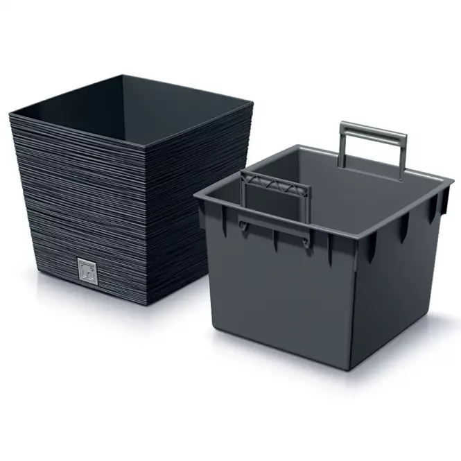 Kvetináč Furu štvorec Low 240 – antracit,2