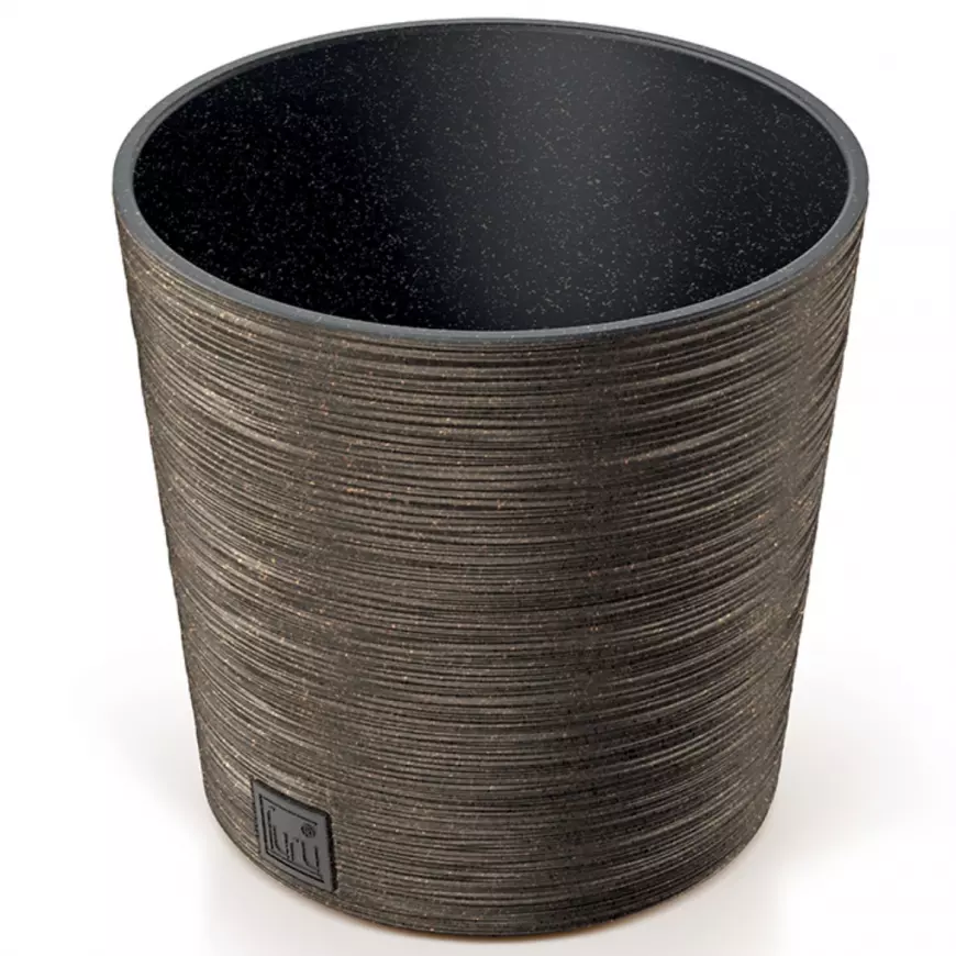 Kvetináč Furu okrúhly Low Eco Wood 250 – káva Eco