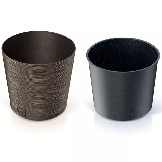 Kvetináč Furu okrúhly Low Eco Wood 250 – káva Eco