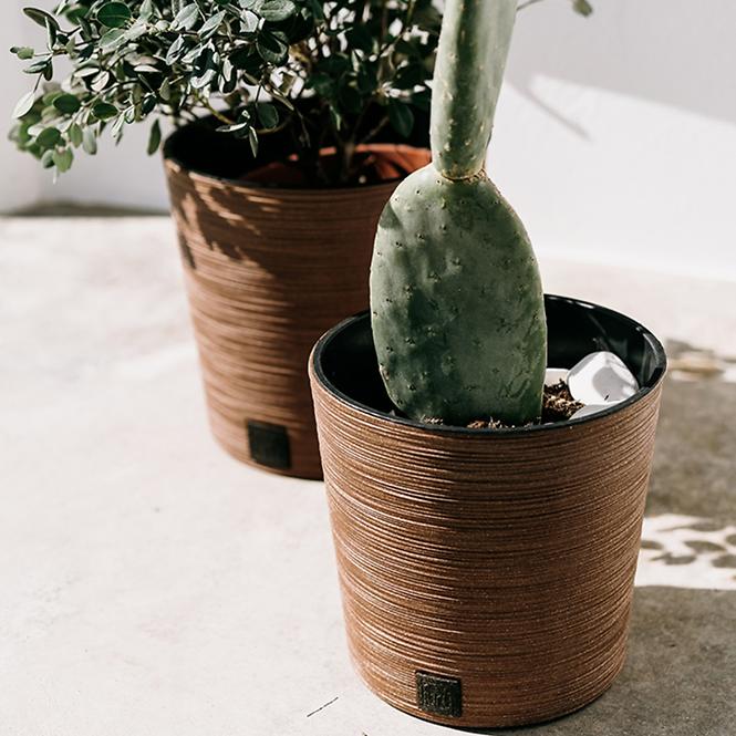 Kvetináč Furu okrúhly Low Eco Wood 250 – káva Eco