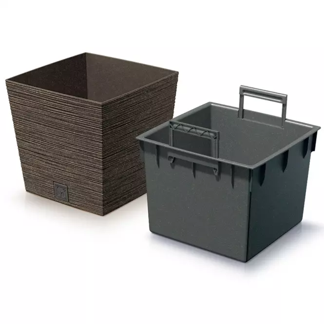 Kvetináč Furu štvorec Low Eco Wood 240 – káva eco