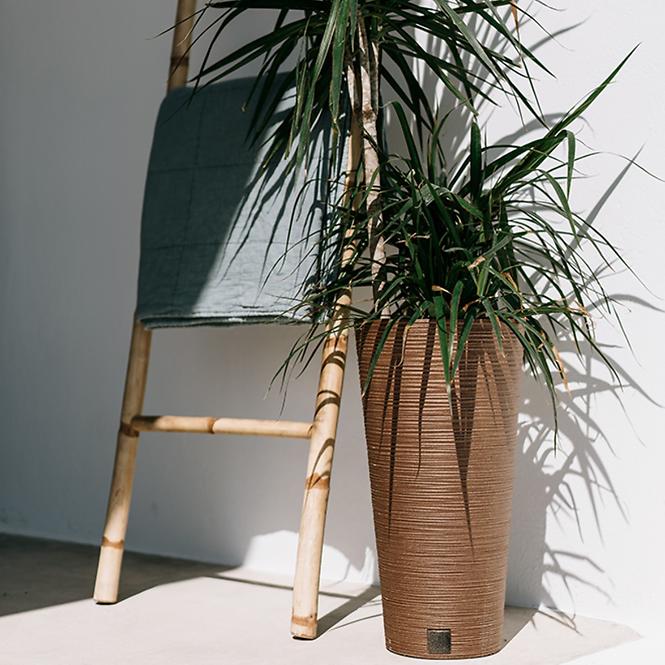 Kvetinač Furu Round Slim eco Wood 250 – káva eco