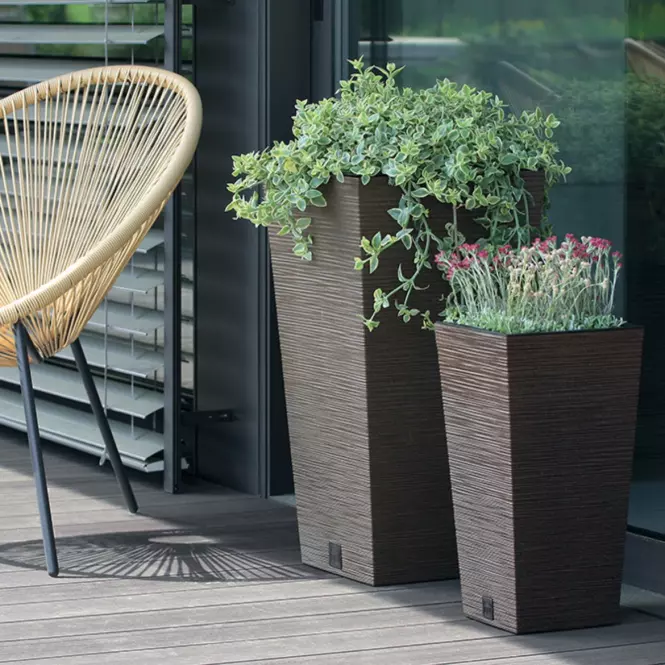 Kvetináč Furu štvorec Eco Wood 350 – káva eco