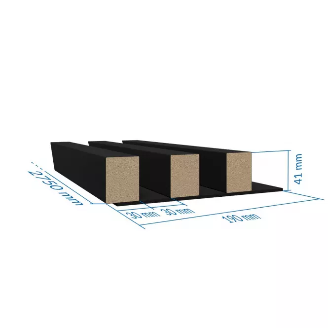 Dekoračný lamelový panel MDF/HDF čierny mat 41x190x2750