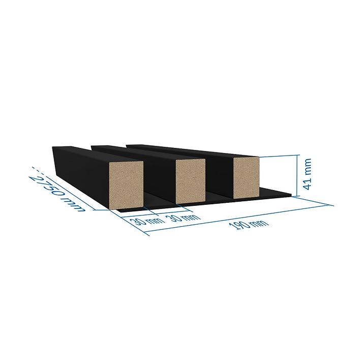 Dekoračný lamelový panel MDF/HDF čierny mat 41x190x2750