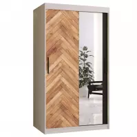 Skriňa HERRINGBONE 2 100 Biely/Zrkadlo/Rybia kosť