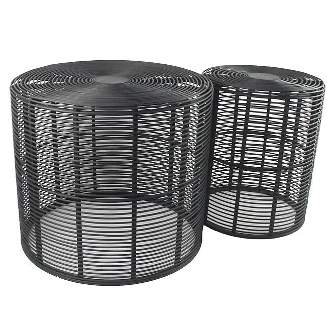 Súprava stolíkov  BULAN RATTAN 60 čierna