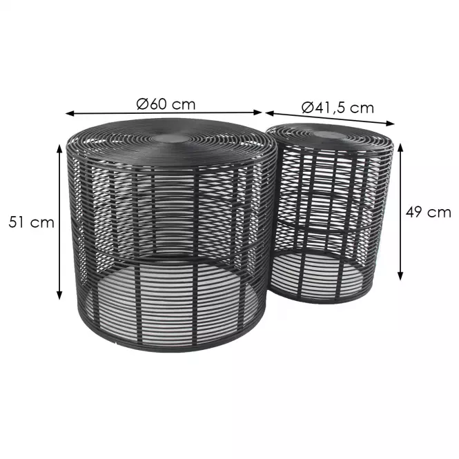 Súprava stolíkov  BULAN RATTAN 60 čierna