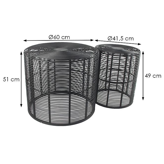 Súprava stolíkov  BULAN RATTAN 60 čierna