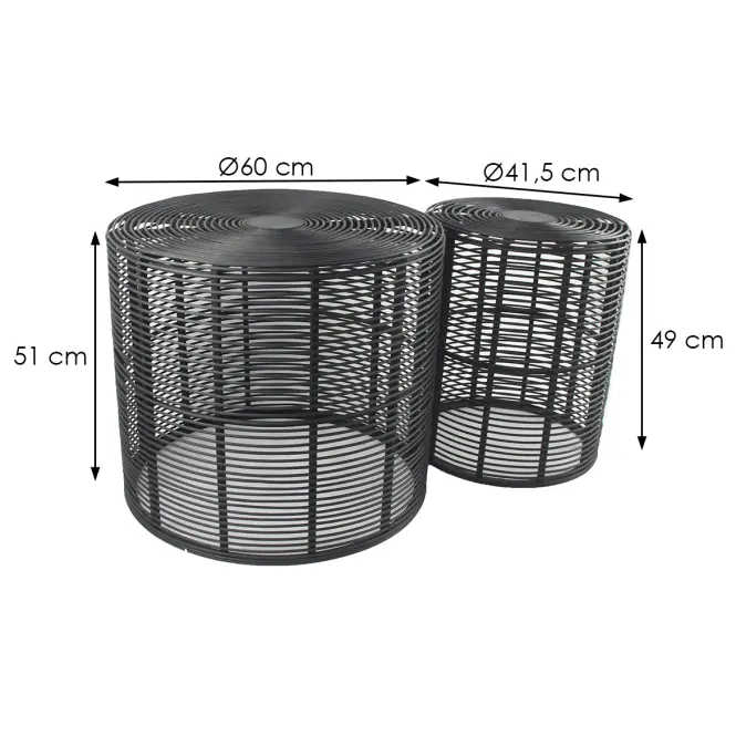Súprava stolíkov  BULAN RATTAN 60 čierna,2